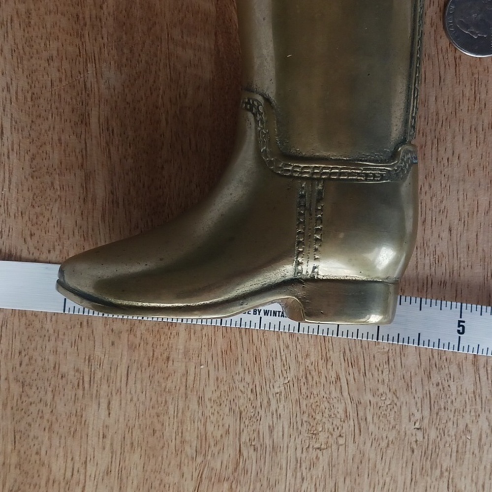 Vintage Brass Riding Boot. Door Stop, Bookend. Equestrian Decor, Ralph Lauren - Picture 8 of 11
